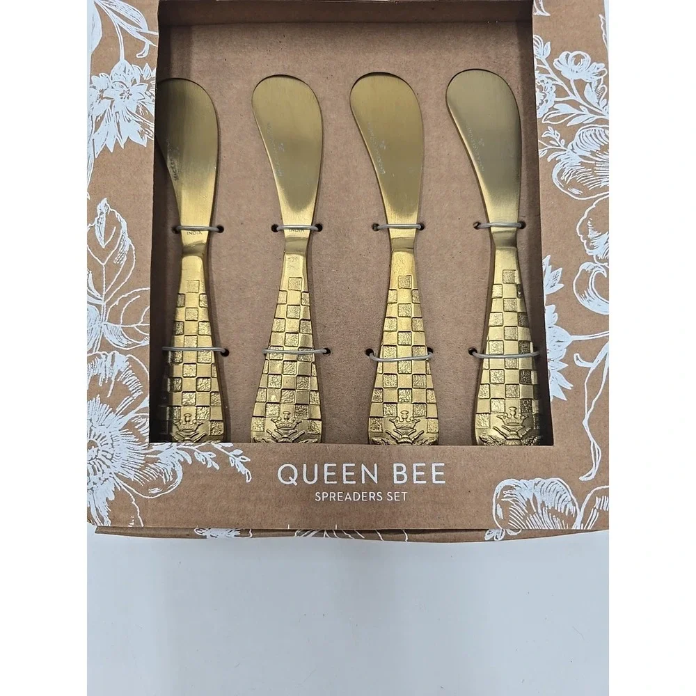 NIB Mackenzie-Childs Queen‎ Bee Cheese Knife Set Brass